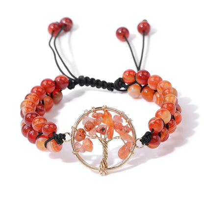 Bracelet arbre de vie agate rouge