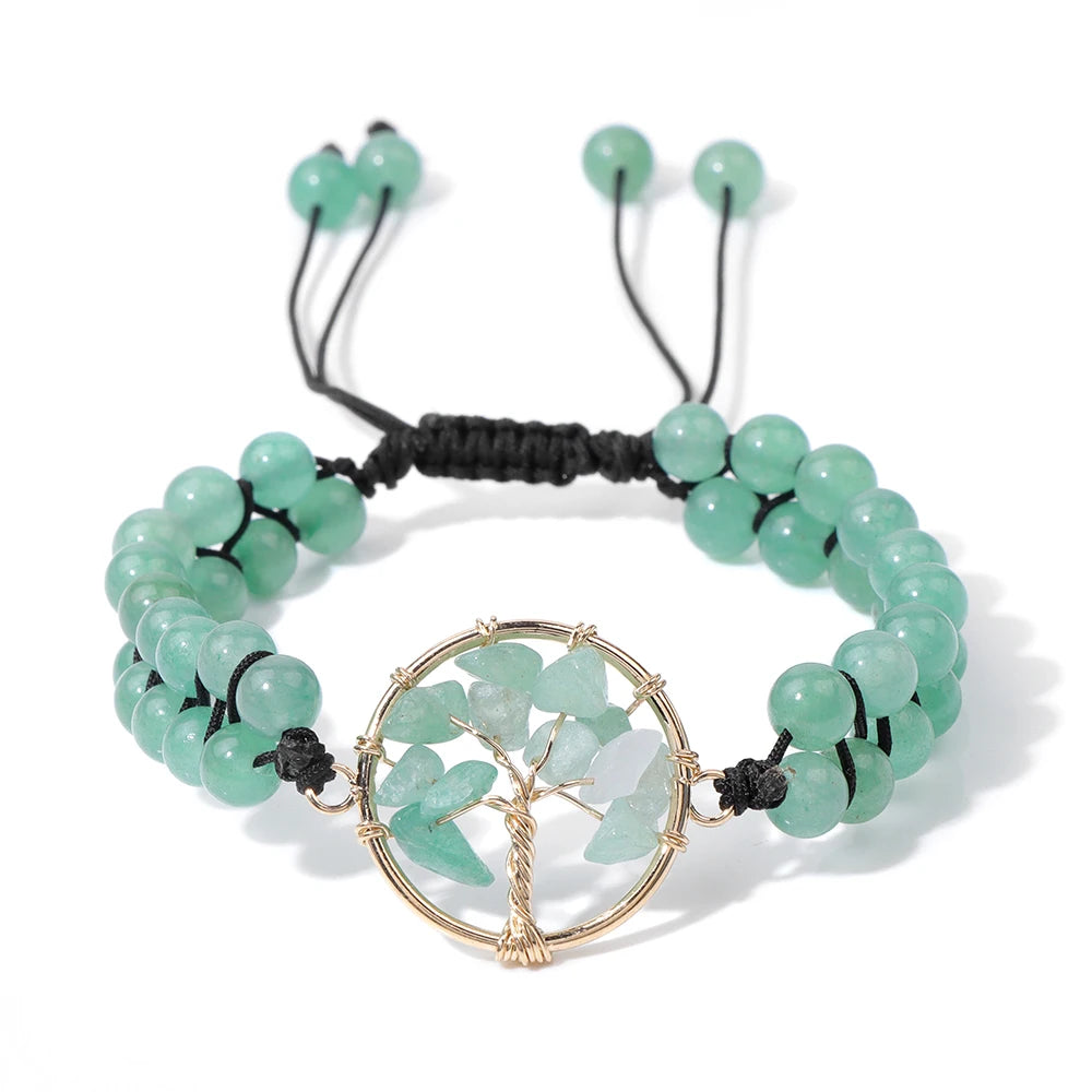 Bracelet arbre de vie aventurine verte