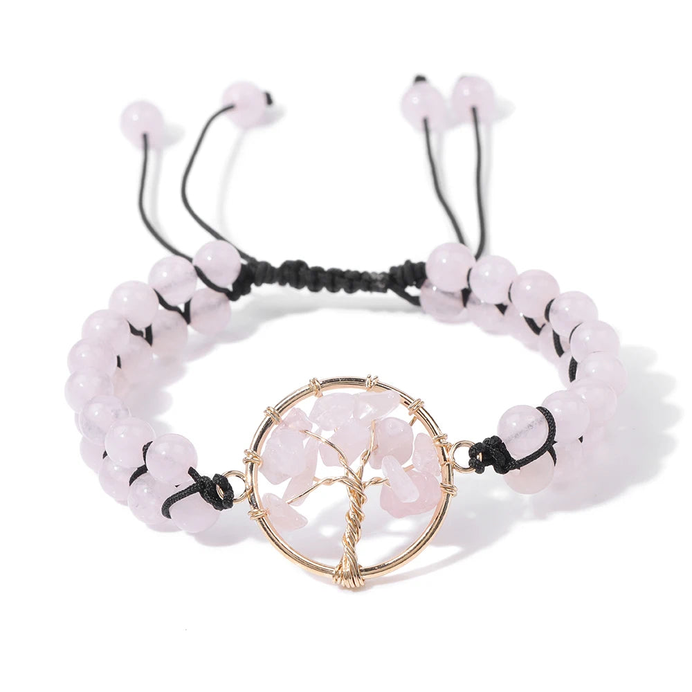 Bracelet arbre de vie quartz rose