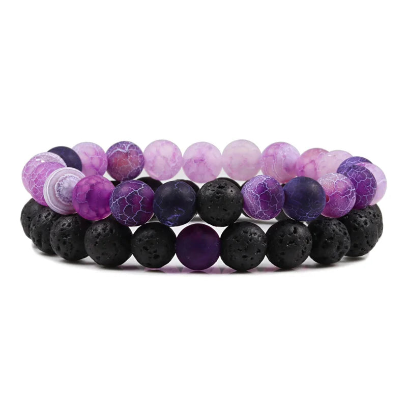 Bracelets Pierre de Lave Naturelle purple