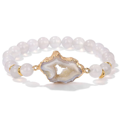 bracelet géode pierre d'agate blanche