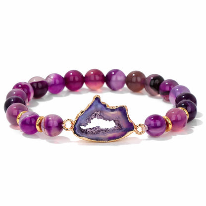 bracelet géode pierre d'agate violette