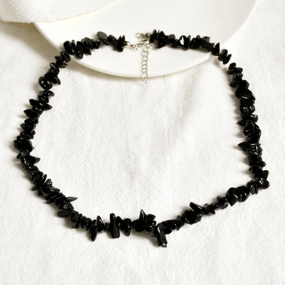 collier pierre de quartz agate noire