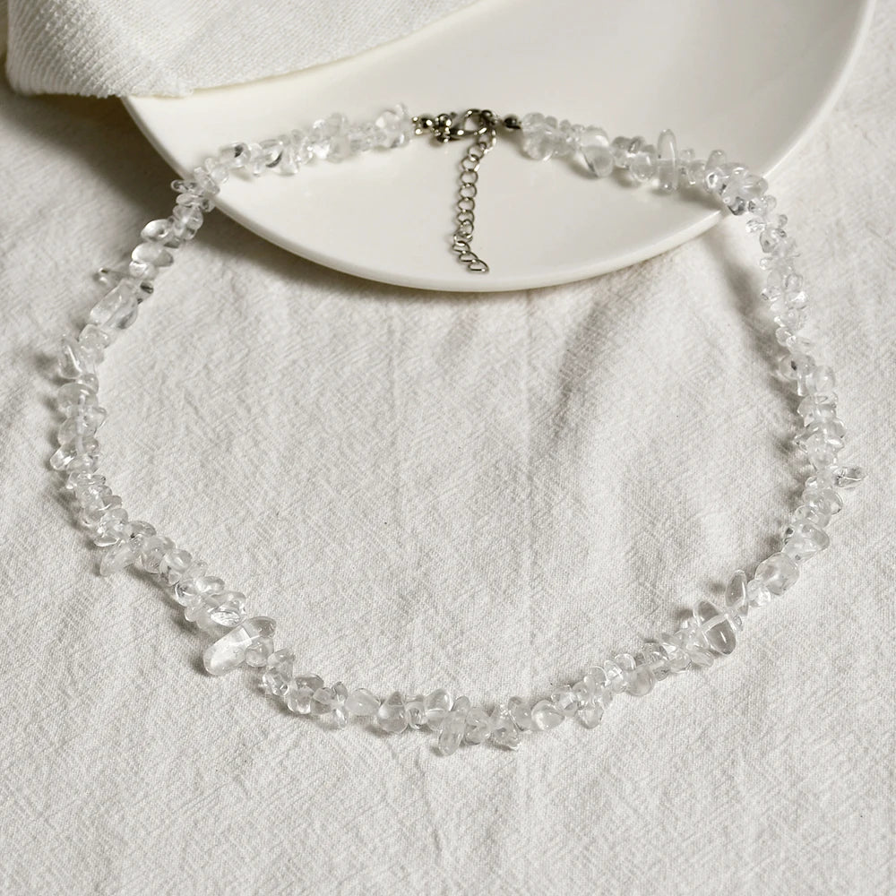 collier pierre de quartz cristal blanc