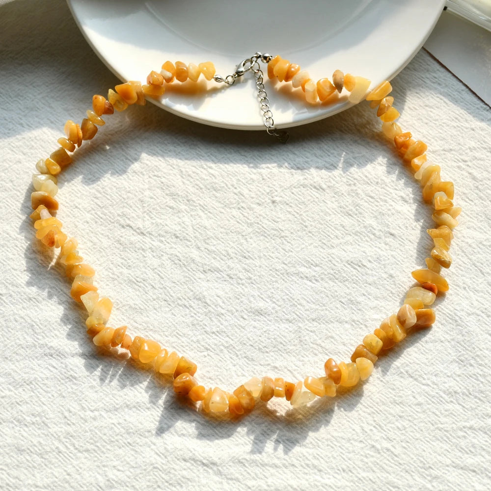 collier pierre de quartz jade jaune