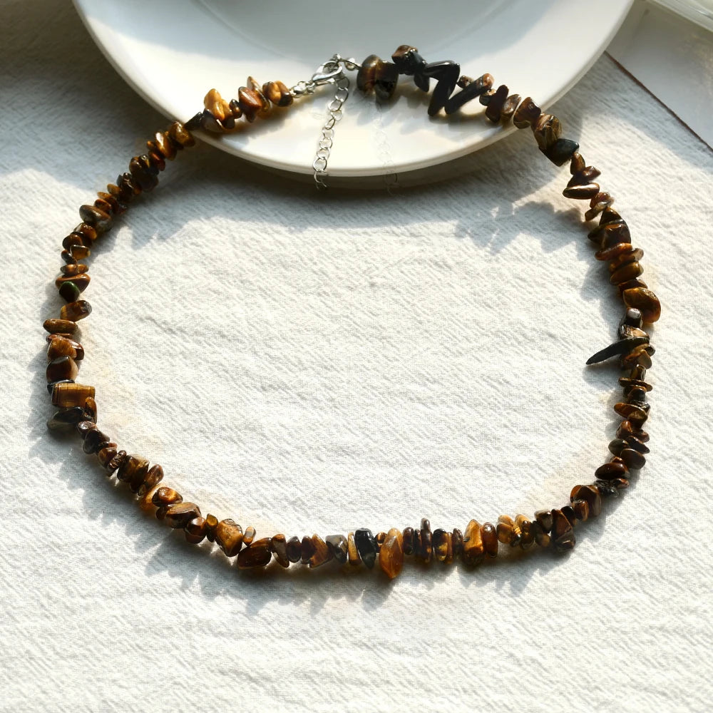 collier pierre de quartz oeil de tigre