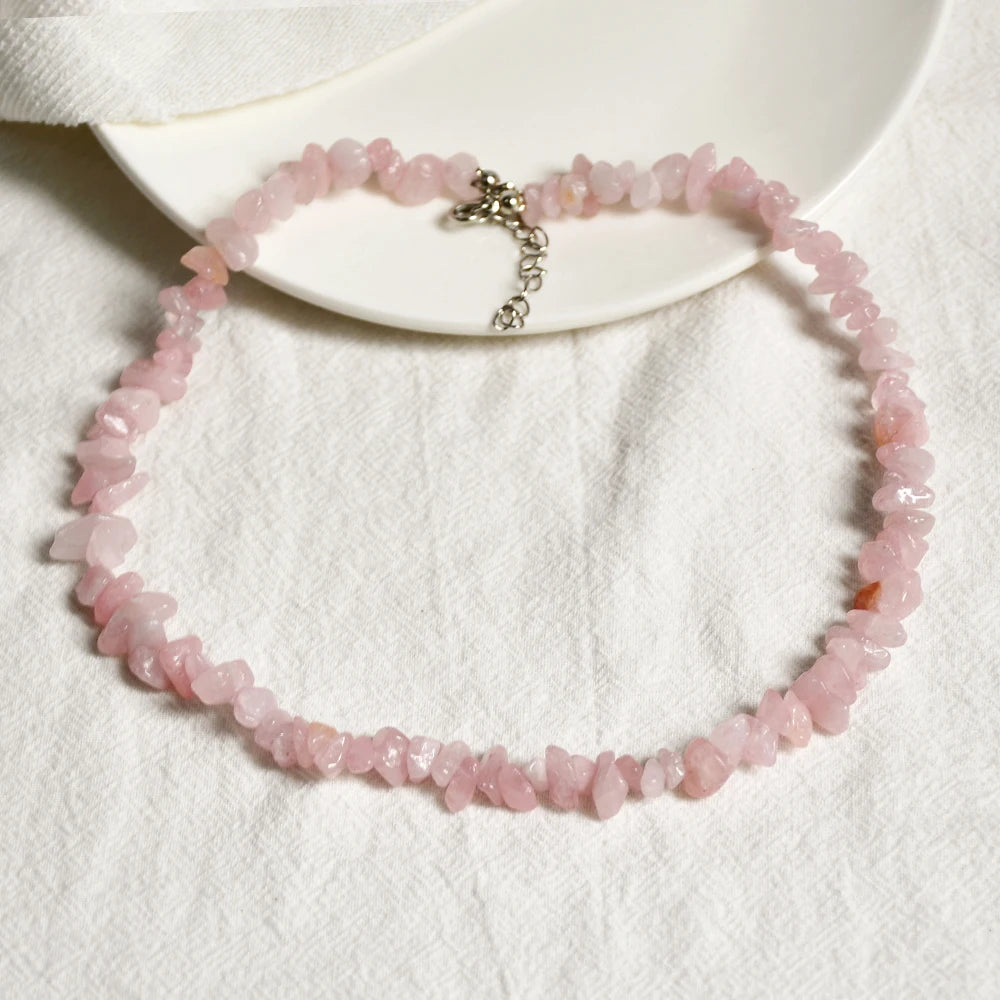 collier pierre de quartz rose