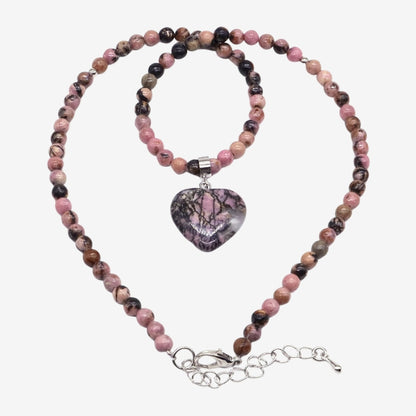 collier love pierre naturelle rhodonite