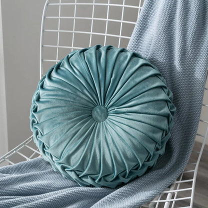 coussin de sol en velours bleu ciel